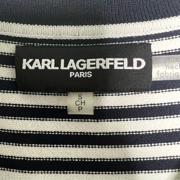 Karl Lagerfeld Knit Cardigan Navy White Size S - Picture 9 of 10